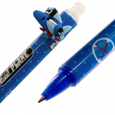 Ручка гелевая пиши-стирай Alingar, автомат, "Funny plane", 0,5 мм, синяя,  круглый, цветной, пластиковый корпус, картонная упаковка фото 3