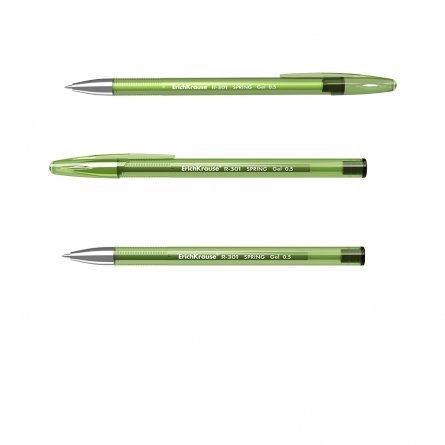 Ручка гелевая Erich Krause "R-301 Spring Gel Stick", 0,5 мм, чёрная, профилиров. грип, прозрачный круглый корпус, картонная упаковка, 12шт фото 2