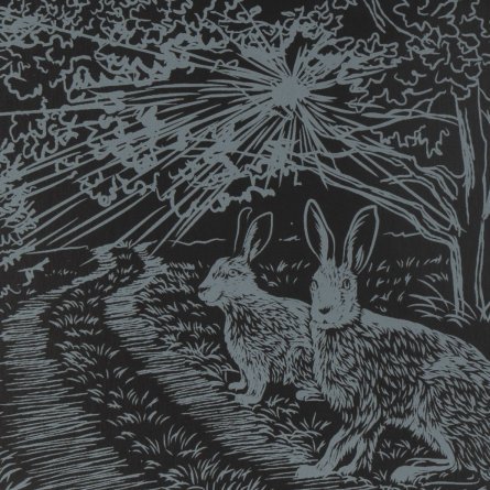 Гравюра с эффектом серебра Lori, А4, картонный конверт, "Зайцы у лесной дороги" фото 3