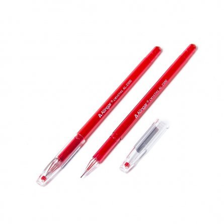 Ручка гелевая Alingar "Cristal"  0,5 мм, красная, игольчатый наконечник,  круглый, пластиковый цветной  корпус, в уп. 12 шт., картонная упаковка фото 1