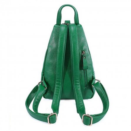 Рюкзак женский 2 отделения, 22х32х12 см, GRIZZLY, экокожа, три кармана, зеленый фото 2