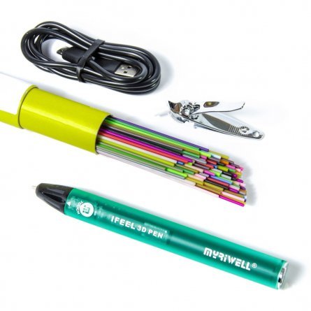 Ручка 3D Myriwell RP300A-U, пластик PCL/ABS/PLA - ассорти, зеленая, картонная упаковка фото 4