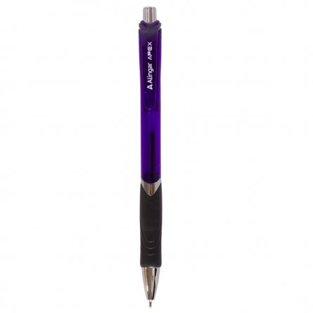 Ручка шариковая Alingar "APEX", 0,7 мм, синяя, игольчатый, метал. наконечник, резиновый грип, автоматическая, круглый тонированный пластиковый корпус фото 2