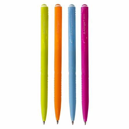 Ручка шариковая Alingar "Неон", 0,7 мм, синяя, автоматическая, грип, круглый, цветной, пластиковый корпус, картонная упаковка фото 3