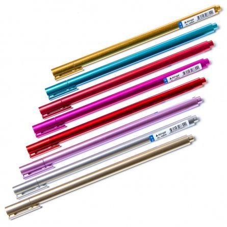 Ручка шариковая на масляной основе Alingar "NELI-M", 0,7 мм, синяя, игольчатый наконечник, трехгран., цветной, пластик. корпус, пластик. стенд 256 шт. фото 1