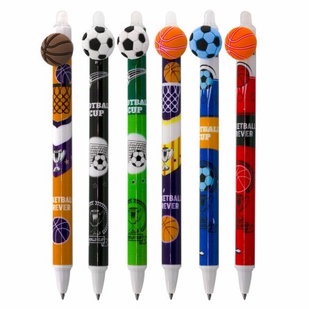 Ручка гелевая пиши-стирай Alingar, автомат, "Мячики", 0,5 мм, синяя,  круглый, цветной, пластиковый корпус, картонная упаковка фото 2