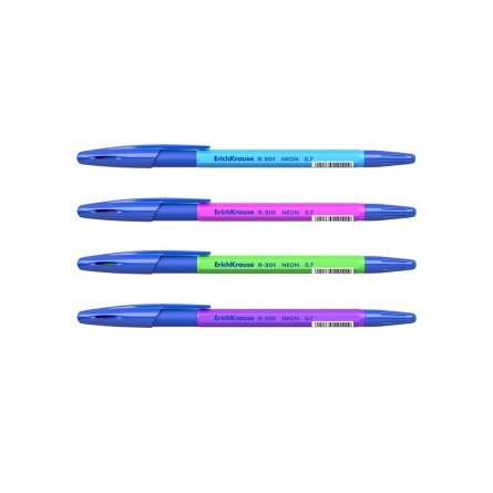 Ручка шариковая Erich Krause"R-301 Neon Stick&Grip", 0,7 мм, синий, шестигранный, оранжевый, пластиковый корпус, картонная упаковка фото 2
