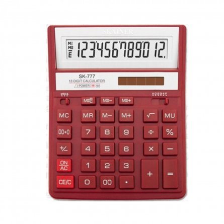 Калькулятор SKAINER 12 разрядов, 157*200*32 мм, бордовый, "SK-777ХRD" фото 1