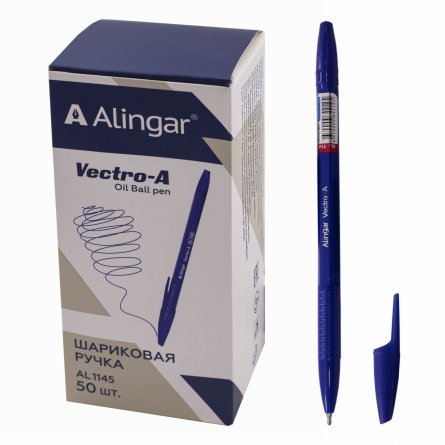 Ручка шариковая на масляной основе Alingar "Vectro-A", 1 мм, синяя, игольчатый наконечник, шестигранный, синий, пластиковый корпус фото 1