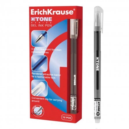 Ручка гелевая Erich Krause,"G-Tone", 0,5 мм, черный, игольчатый мелаллизированный ноконеч., круглый, тонированный, пластиковый корпус фото 1