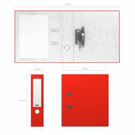 Папка-регистратор с арочным механизмом, ErichKrause "Colors", А4, 285х315х70 мм, красный фото 2