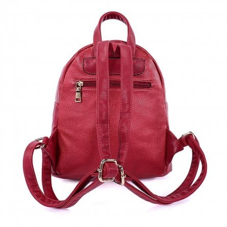 Рюкзак женский 1 отделение, 28х28х15 см, GRIZZLY, экокожа, два кармана, красный перламутр фото 3
