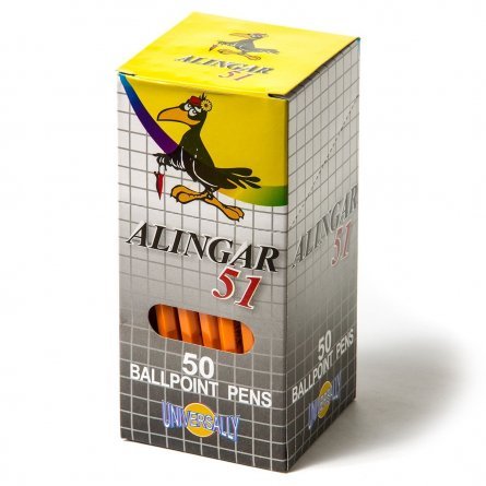 Ручка шариковая Alingar, "51", 1 мм, черная, шестигранный, оранжевый, пластиковый корпус, картонная упаковка фото 2