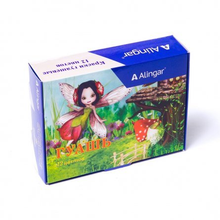Гуашь Alingar карамельная, 12 цветов, 20 мл., картонная упаковка, "Фея" фото 1