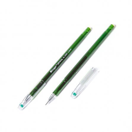 Ручка гелевая Alingar "Cristal", 0,5 мм, зеленая, игольчатый наконечник, круглый, тонированный, пластиковый корпус, в уп. 12 шт., картонная упаковка фото 1