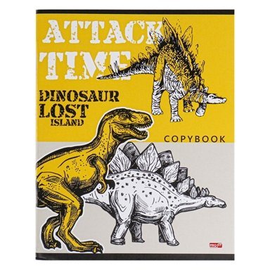 Тетрадь 96л., А5, клетка, Проф-Пресс "Атака динозавров", скрепка, мелованный картон фото 5