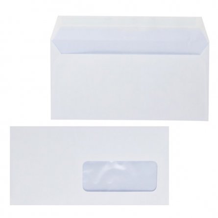 Конверт почтовый DL/O (110*220 мм), белый, прямоугольный клапан, окно справа, стрип, Ряжская печатная фабрика фото 1