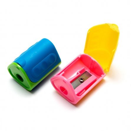 Точилка пластиковая Alingar, 1 отверстие, фигурная, с контейнером, цвет ассорти, пластиковая банка фото 1
