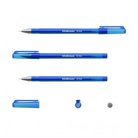 Ручка гелевая Erich Krause "G-Ice", 0,5 мм, синий, метал наконечн., матовый полупрозрачный круглый корпус, картонная упаковка, 12шт фото 2