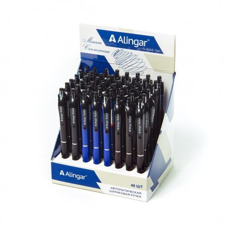 Автоматическая шариковая ручка "ALINGAR Rocket", чернила на масляной основе, синего цвета, пишущий узел 0,7 мм., пластиковый корпус, ассорти