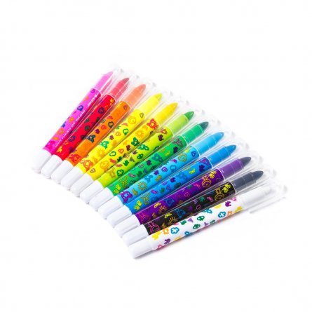 Набор цветных карандашей для грима на основе воска 12 цв., выкручивающий механизм,
