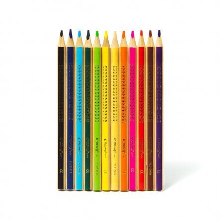 Цветные карандаши 12цв. JUMBO 3-гран. дерев., корпус с тиснением, гриф., 0,4см., картонная коробка