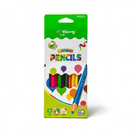 Цветные карандаши 12 цв., трехгранный корпус , грифель,0,3мм ,картонная коробка с европодвесом