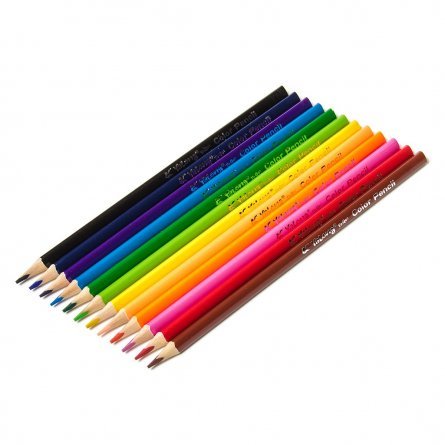 Цветные карандаши 12 цв., в картонном тубусе с точилкой , уп., с рисунком ассорти