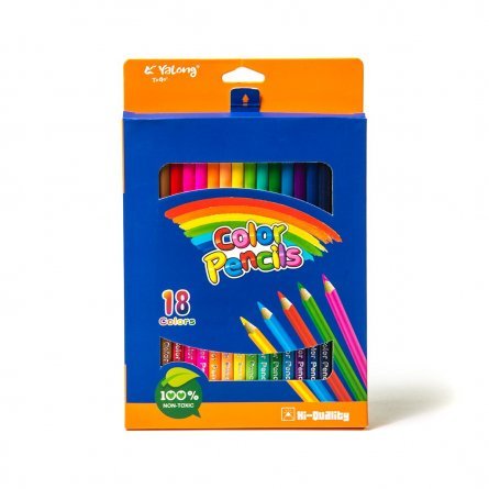 Цветные карандаши 18 цв., треугольный корпус в картон. упаковке