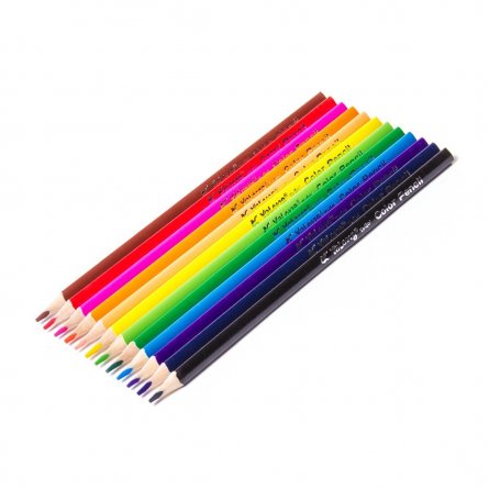 Цветные карандаши 12цв. 3-гран. деревянный корпус, грифель 0,3см., тубус металлический