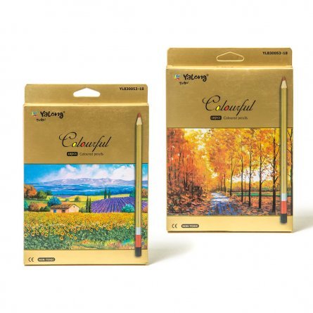 Цветные карандаши 18 цв. "золото" шестигранный деревянный корпус, грифель 0,3мм ., картонная коробка