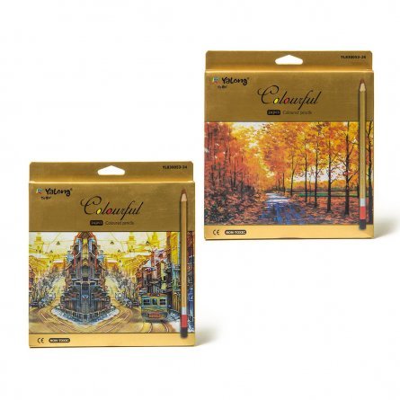 Цветные карандаши 24 цв. "золото" шестигранный деревянный корпус, грифель 0,3мм ., картонная коробка