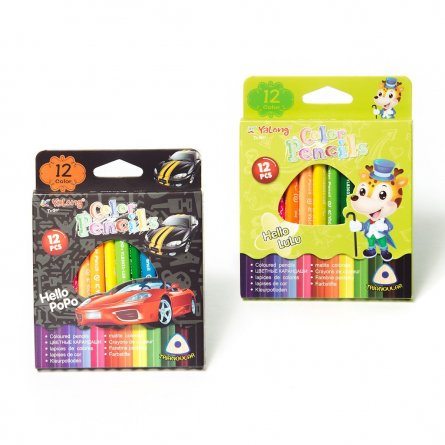 Цветные карандаши мини 12 цв., трехгранный корпус,грифель 0,3мм, картонная коробка