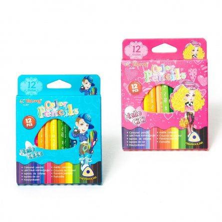 Цветные карандаши мини 12 цв., трехгранный корпус,грифель 0,3мм, картонная коробка