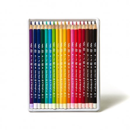 Цветные карандаши 18 цв., трехгранный корпус с узором грифель,0,3мм ,картонная коробка