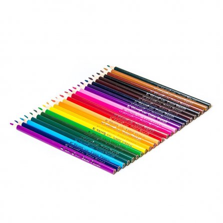 Цветные карандаши в металлич. тубусе, 24 цвета, яркий корпус треугольной формы