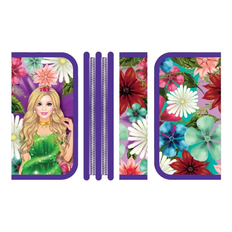 Пенал 2 отделения, \"Цветочная принцесса\", большой, печать на фольге 190 ...