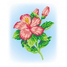 Набор для вышивания мулине, М. П Студия, 21*30/16*20 см, 9 цветов, ( в наборе схема, канва, инструкция) "Розовый цветок"