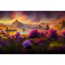 Картина по номерам Рыжий кот, 40х50 см, с акриловыми красками, 30 цветов, холст, "Волшебные поля в горах"