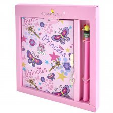 Подарочный блокнот в футляре 20,0 см * 22,5  см , 7БЦ, Alingar, ламинация, замочек, ручка, 50 л., линия, "Бабочки", розовый