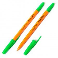Ручка шариковая Alingar, "51", 1 мм, зеленая, шестигранный, оранжевый пластиковый корпус, картонная упаковка