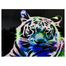 Картина по номерам Рыжий кот, 30х40 см, с акриловыми красками, холст, "Тигр в неоновом свете"