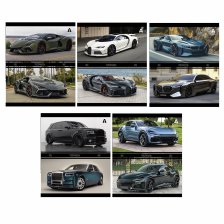 Тетрадь 48л., А5, клетка, Alingar "Авто в городе", скрепка, мелованый  картон ( стандарт), блок офсет, 5 дизайнов в пленке т/у