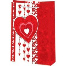 Пакет подарочный бумажный Мир открыток 18*22,7 см (М), "Красное сердце", ламинация
