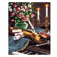 Картина по номерам Рыжий Кот "Цветы и скрипка", 40х50 см., холст