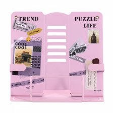 Подставка для книг Alingar, 210х185 мм, "Puzzle life" путешествие, розовый, регулируемый угол наклона, фиксатор, металл, картонная коробка