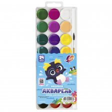 Акварель Луч медовая, 24 цвета, с кистью, пласт.упаковка, "ZOO"