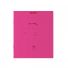 Тетрадь 18л., клетка, Erich Krause, скрепка, блок офсет, мелованный картон "Классика Neon", розовая
