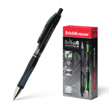 Ручка шариковая, автоматическая Erich Krause "Megapolis concept", 0,7 мм, черная, метал. наконечник, резиновый грип,круглый, черный, пласт