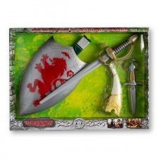 Набор доспехов "Рыцарь №2", меч с ножнами, щит, кинжал, рог